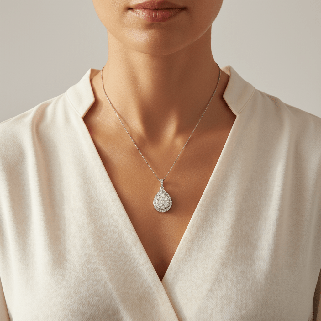Pear_Shaped_Halo_Pave_Diamond_Pendant_On_Model_2