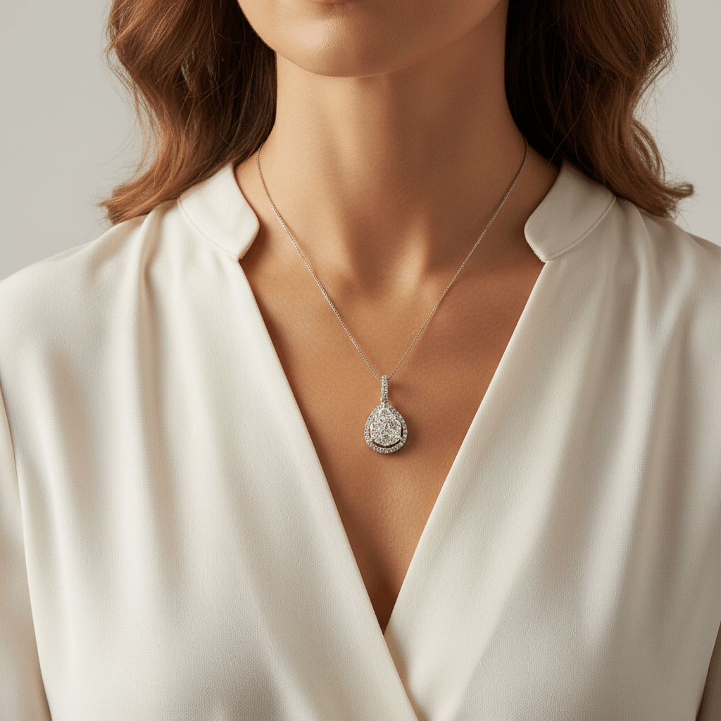 Pear_Shaped_Medium_Halo_Pave_Diamond_Pendant_On_Model_2