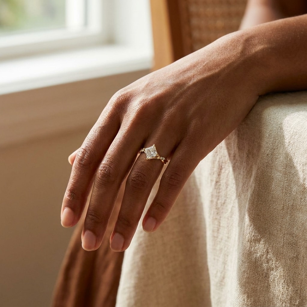 Princess_Lab_Grown_Diamond_Twisted_Engagement_Ring_On_Hand