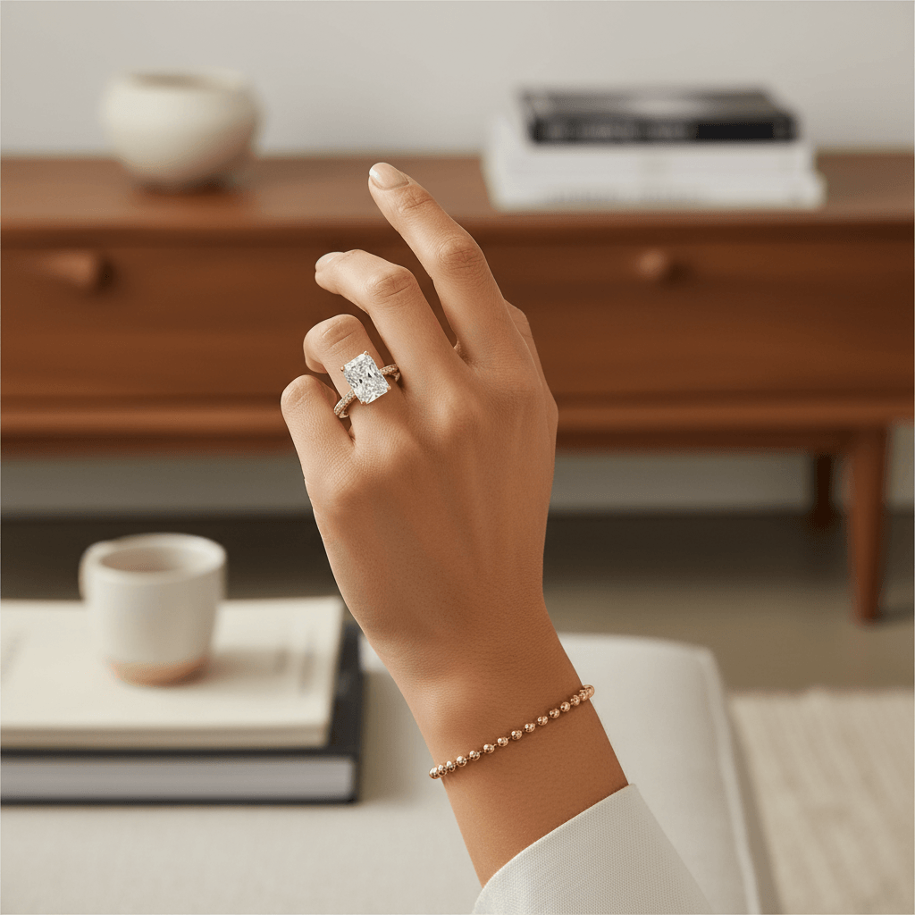 Radiant_Cut_Hidden_Halo_Diamond_Engagement_Ring_On_Hand