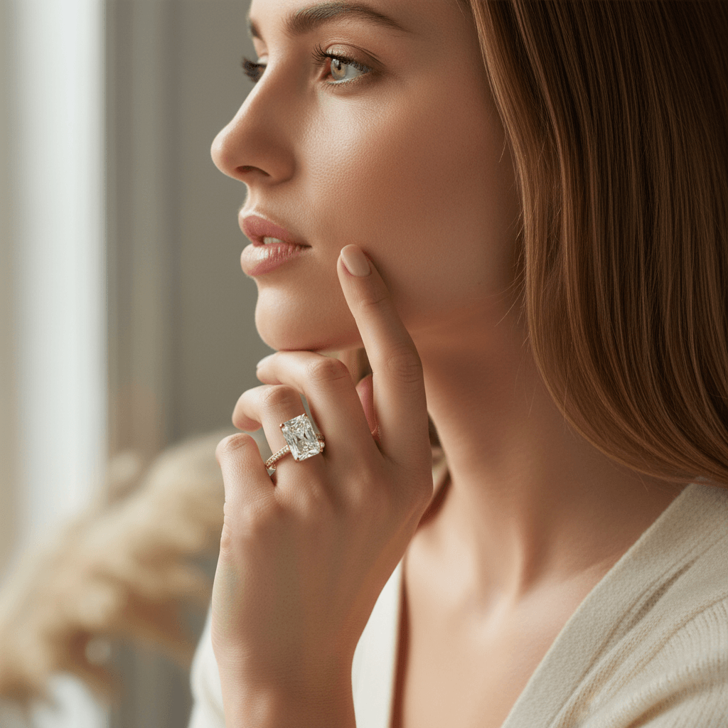 Radiant Cut Hidden Halo Lab Grown Diamond Engagement Ring - alternate view