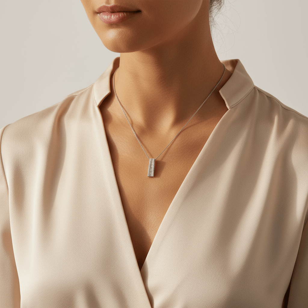 Round_Baguette_Cut_Graduating_Drop_Diamond_Pendant_On_Model_2