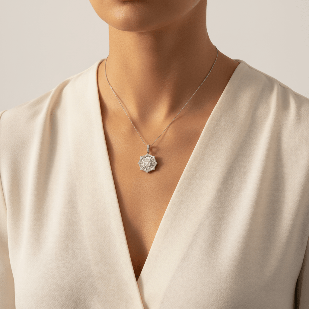 Round_Baguette_Star_Burst_Diamond_Pendant_On_Model_2