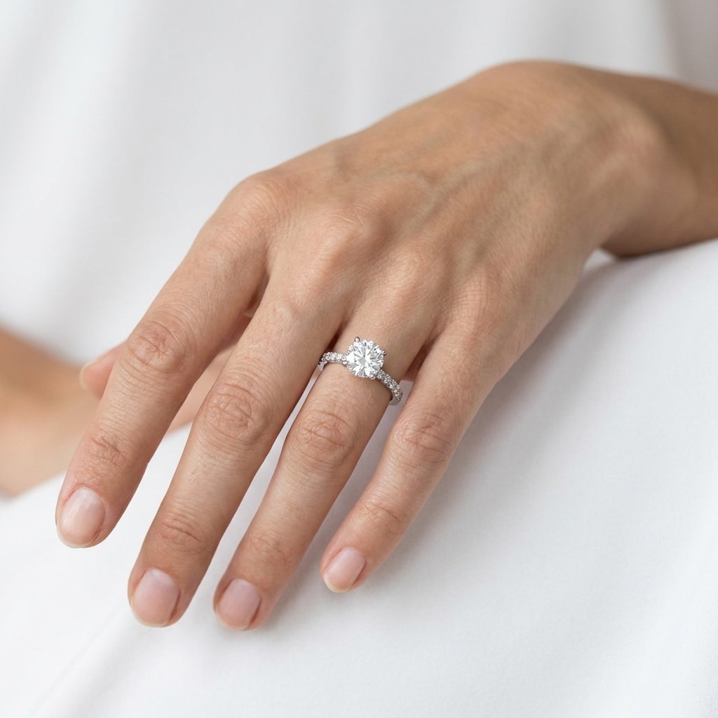 Round_Contemporary_Micro_Set_Lab_Grown_Diamond_Engagement_Ring_On_Hand