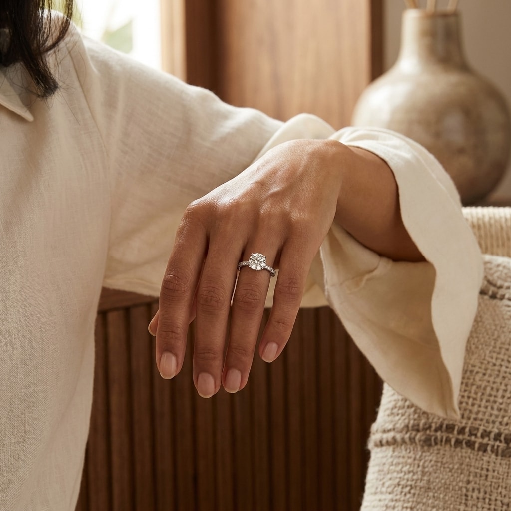 Round_Cut_Contemporary_Lab_Grown_Engagement_Ring_On_Hand