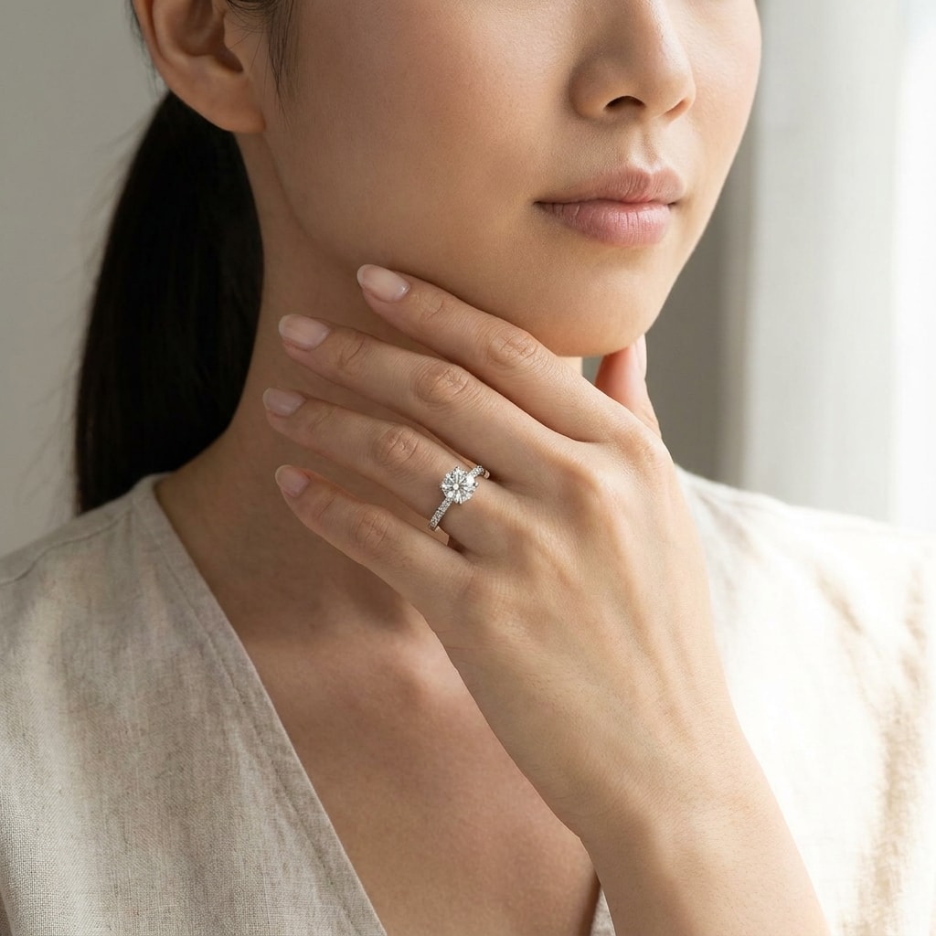 Round_Cut_Contemporary_Lab_Grown_Engagement_Ring_On_Model