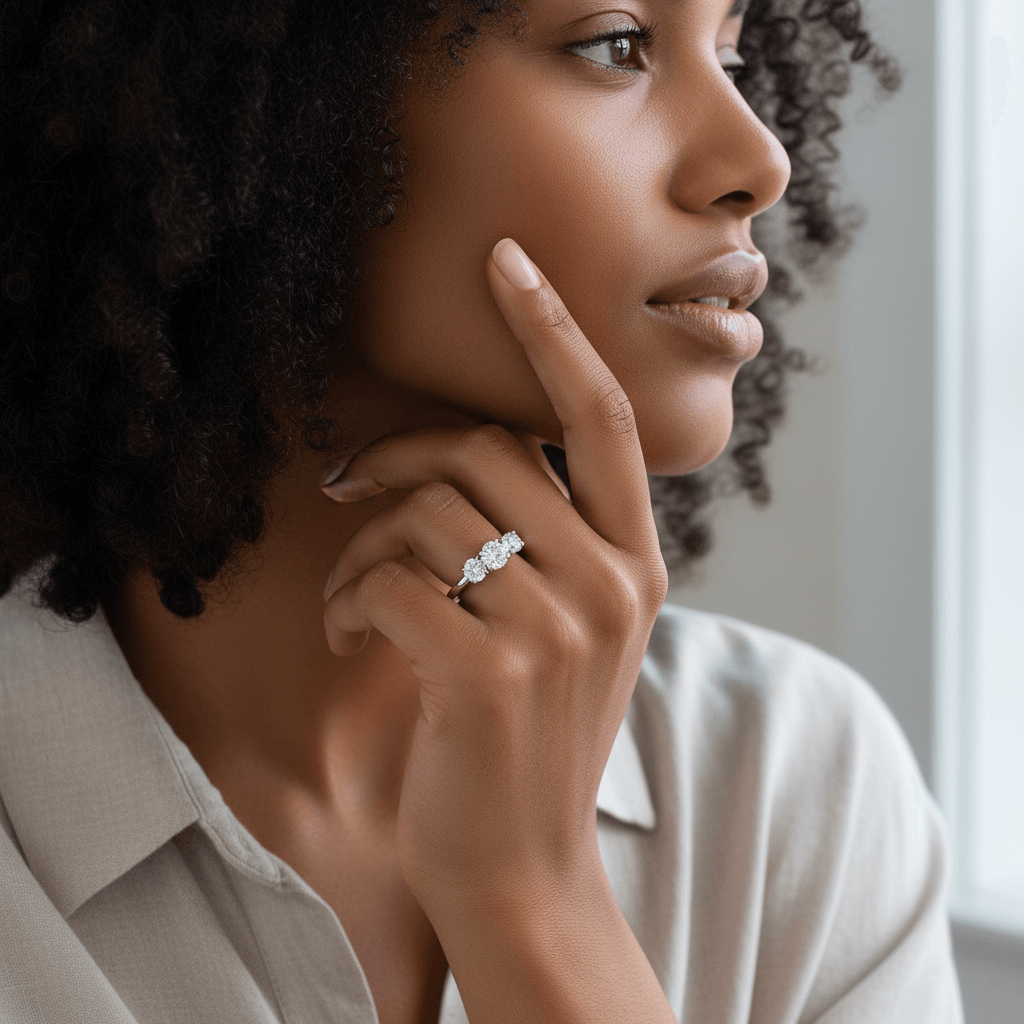 Round_Cut_Trilogy_Classic_Lab_Grown_Diamond_Engagement_Ring_On_Model