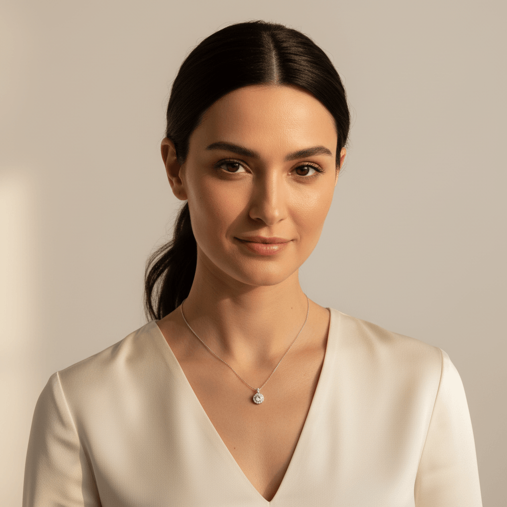 Round_Halo_Diamond_Pendant_On_Model