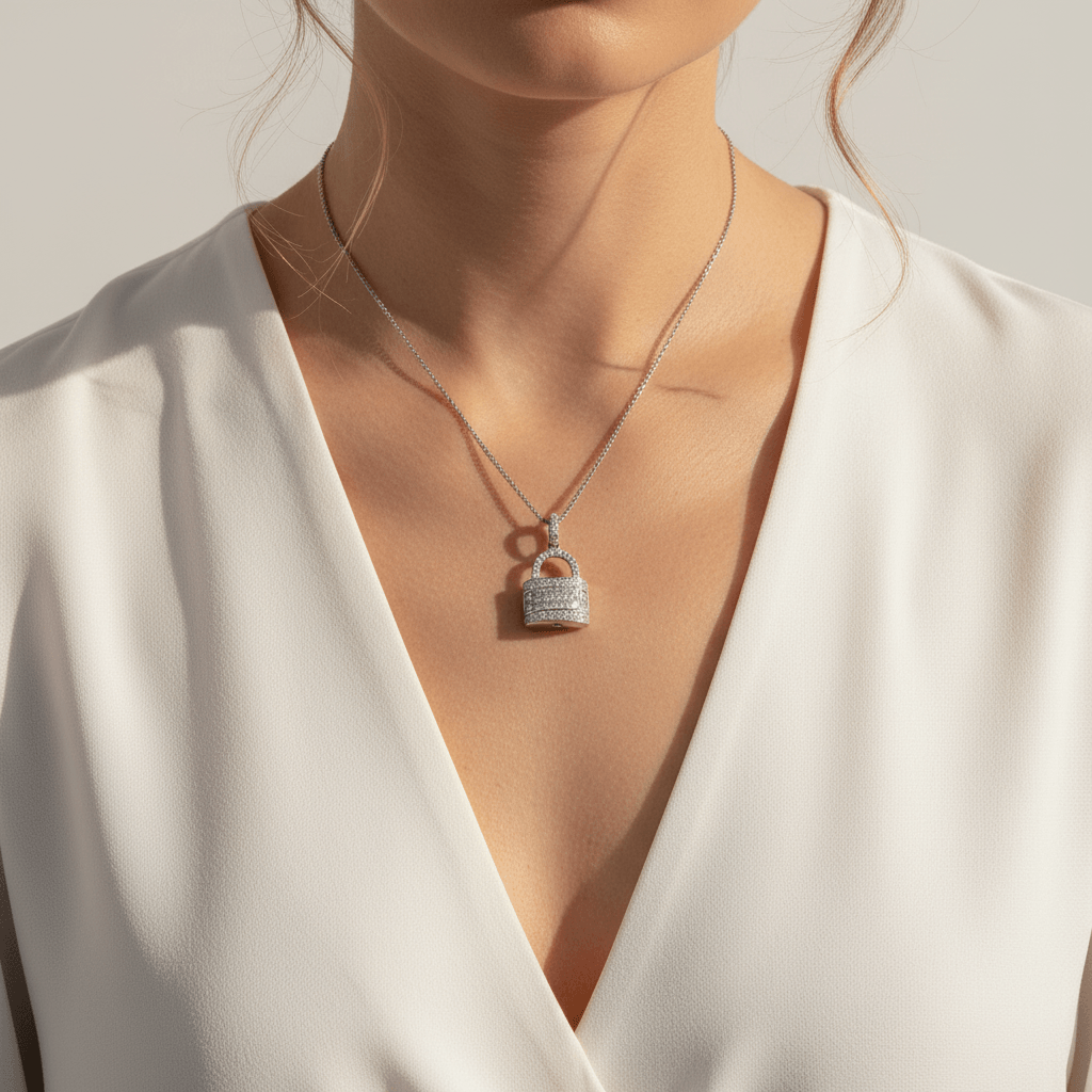 Round_Princess_Cut_Lock_Diamond_Pendant_On_Model_2