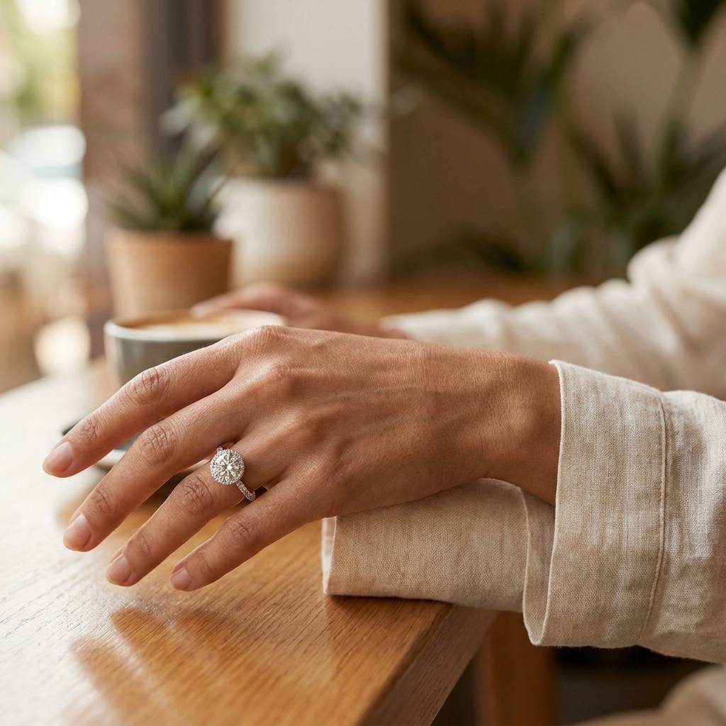 Round_Shape_Lab_Grown_Diamond_Halo_Engagement_Ring_On_Hand
