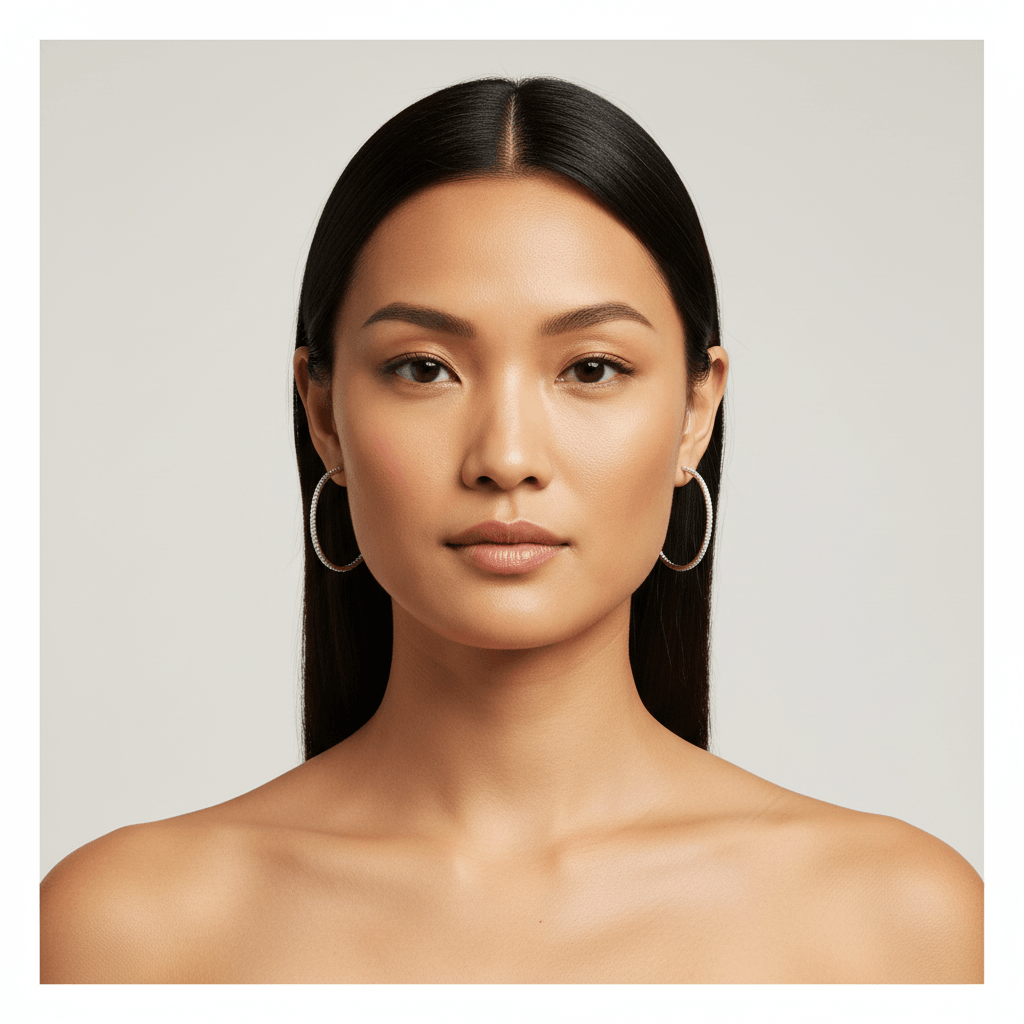 Round_Shape_Micro_Set_Diamond_Hoops_Earrings_On_Model