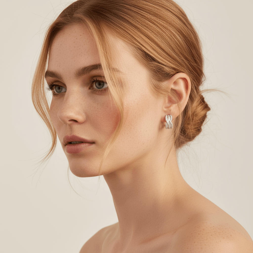 Round_and_Baguette_Cut_Cross_Over_Hoop_Earrings_On_Model_2