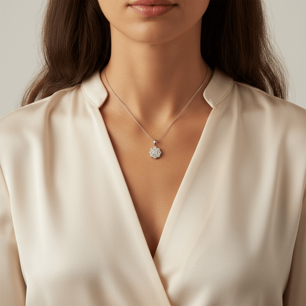 Rubover_Grain_Set_Diamond_Pendant_On_Model_2