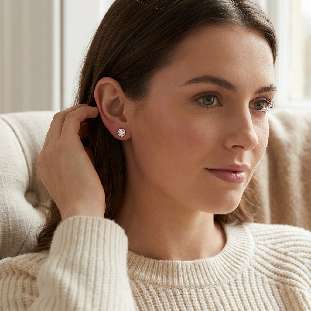 Rubover_Rounded_Halo_Diamond_Earring_Studs_On_Model