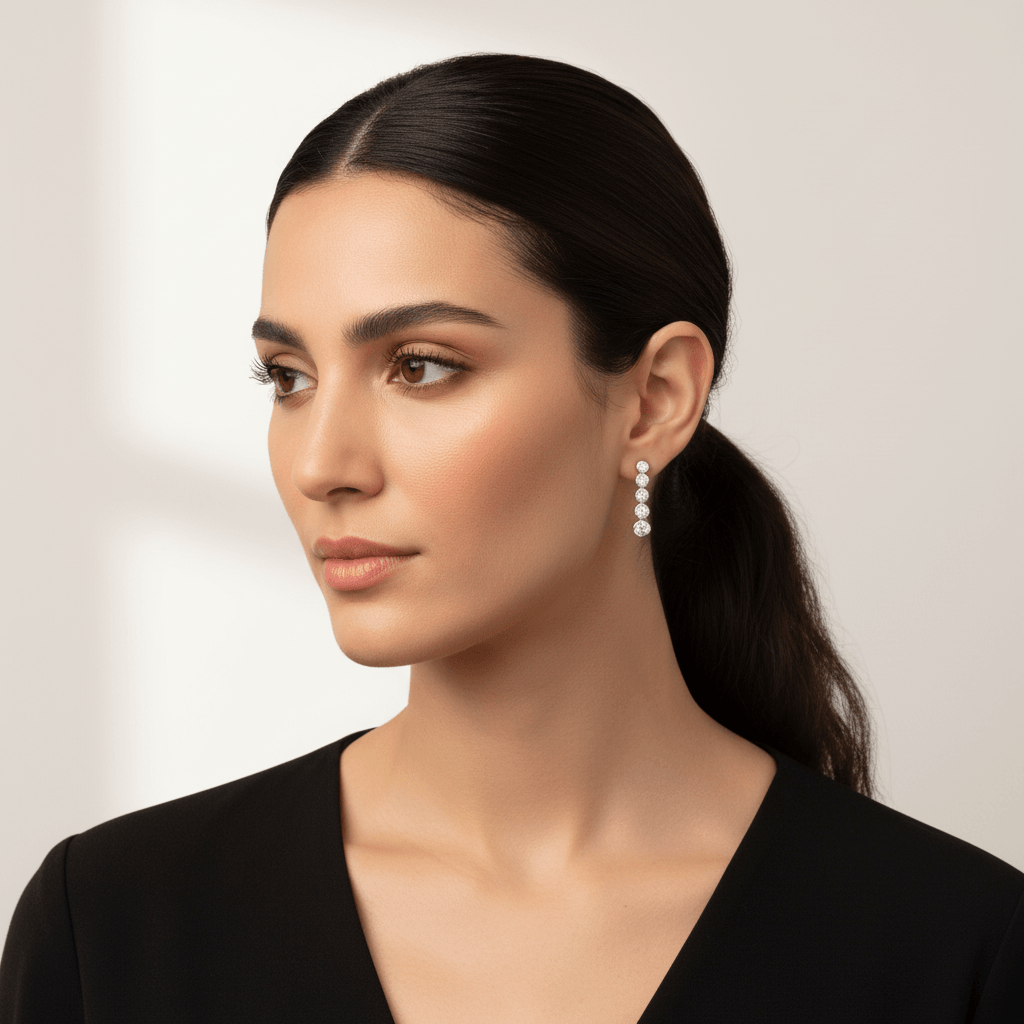Rubover_Set_6_Stone_Diamond_Drop_Earring_On_Model_2