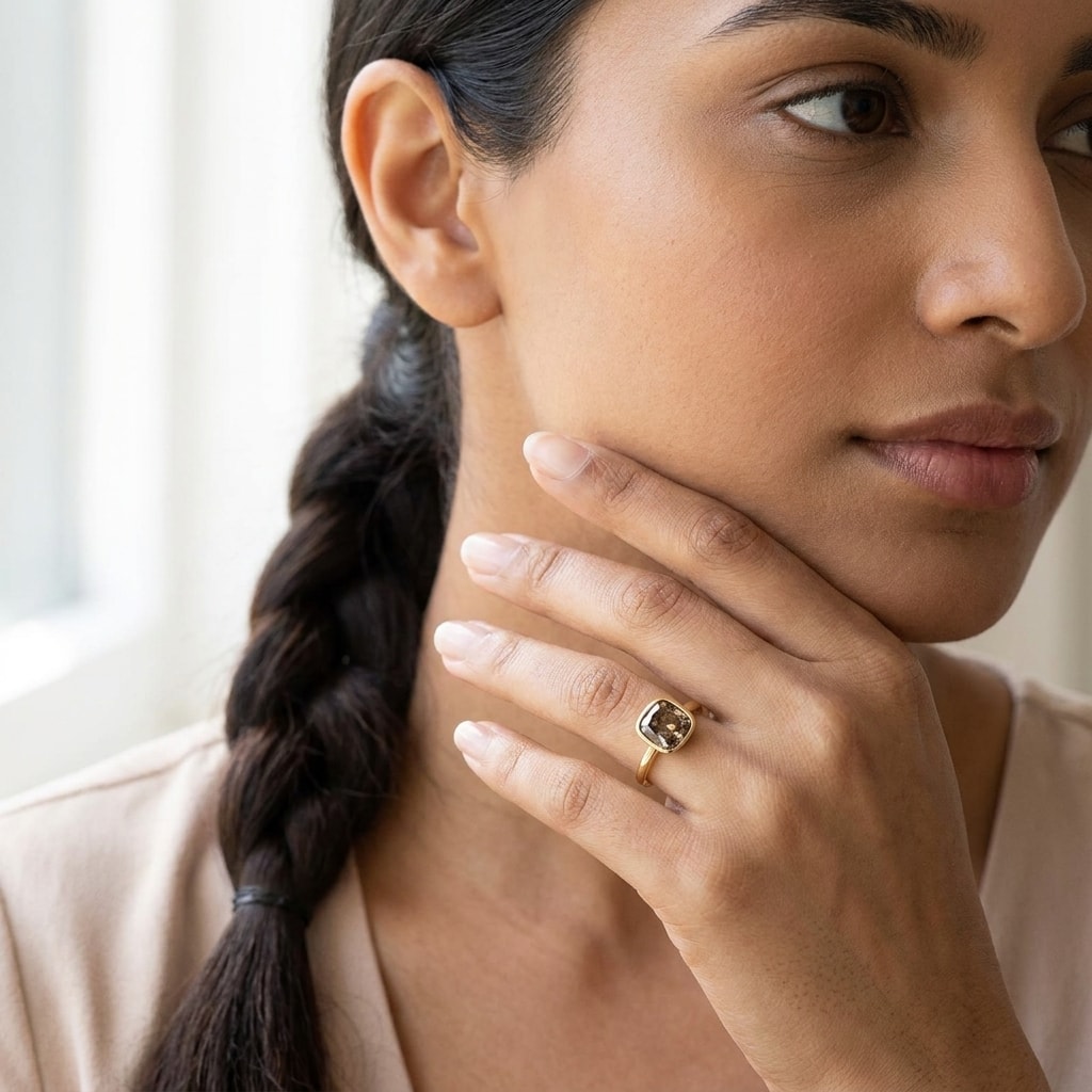 Rubover_Cushion_Contemporary_Diamond_Engagement_Ring_On_Model