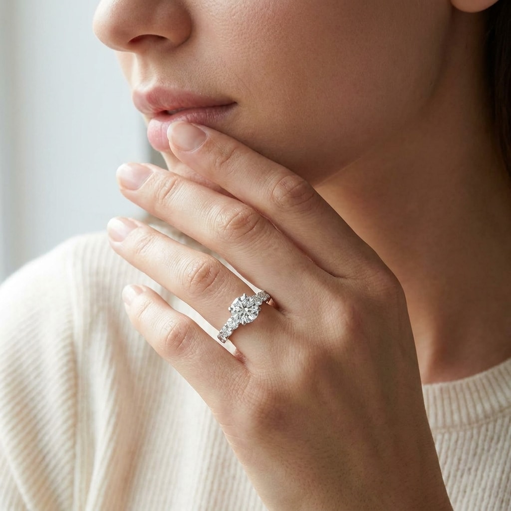 Seven_Round_Lab_Grown_Diamonds_Engagement_Ring_On_Model