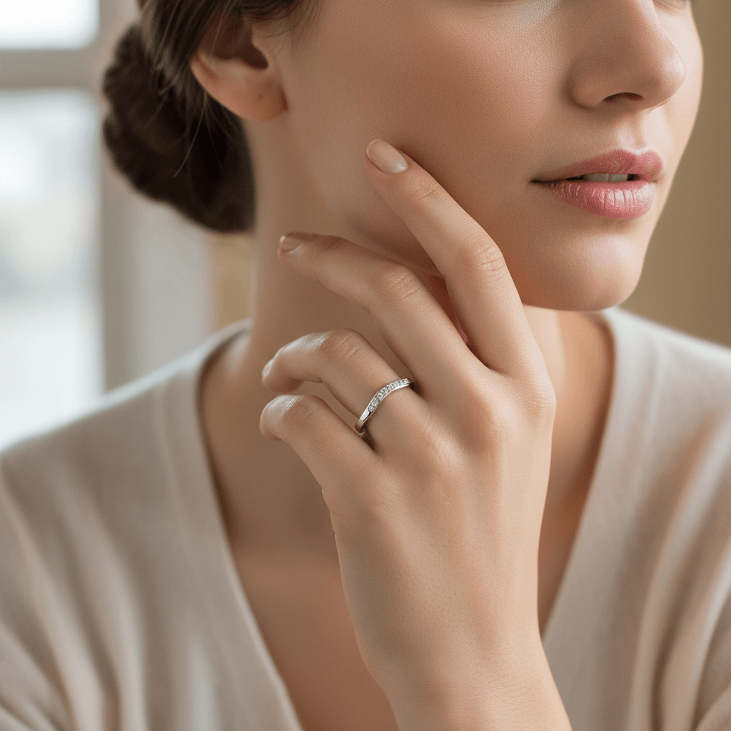 Shaped_U_Curved_Diamond_Wedding_Ring_On_Model
