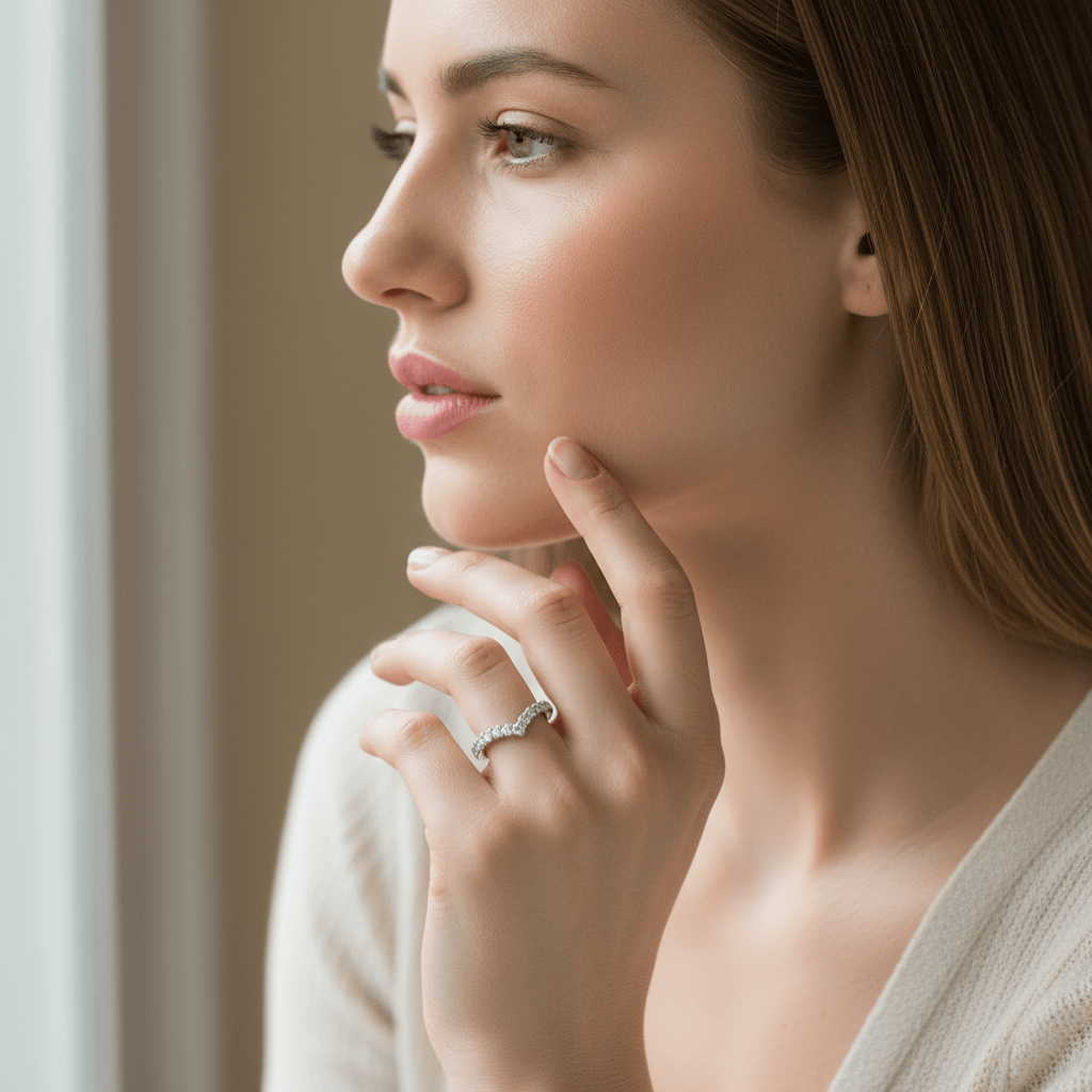 Shaped_V_Micro_Set_Diamond_Wedding_Ring_On_Model