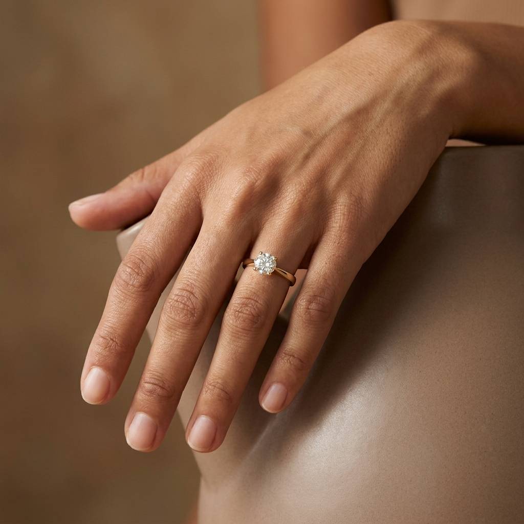 Six_Claw_Solitaire_Round_Shape_Diamond_Engagement_Ring_On_Hand