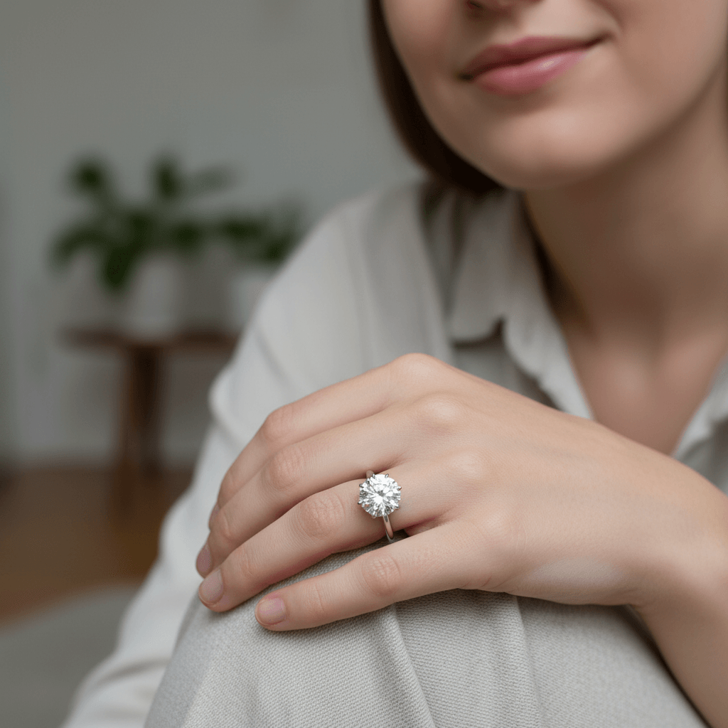 Six Tiger Claw Solitaire Round Shape Diamond Engagement Ring view 7
