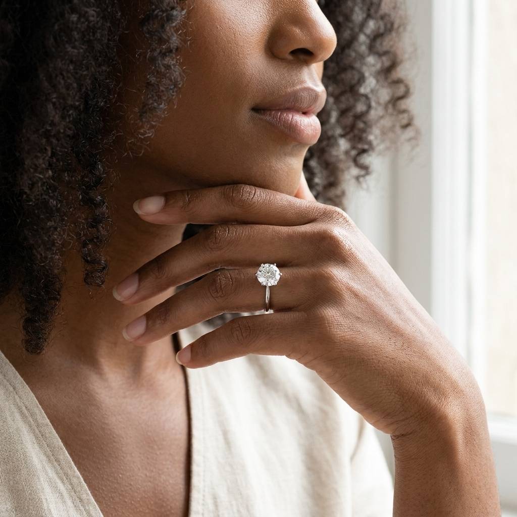 Six_Tiger_Claw_Solitaire_Round_Shape_Diamond_Engagement_Ring_On_Model