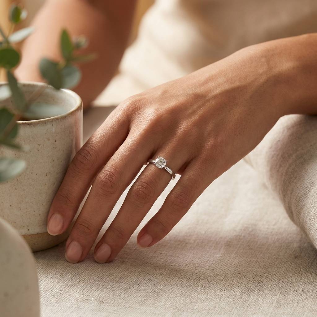 Solitaire_And_Small_Round_Shape_Diamond_Below_The_Center_Stone_On_Hand