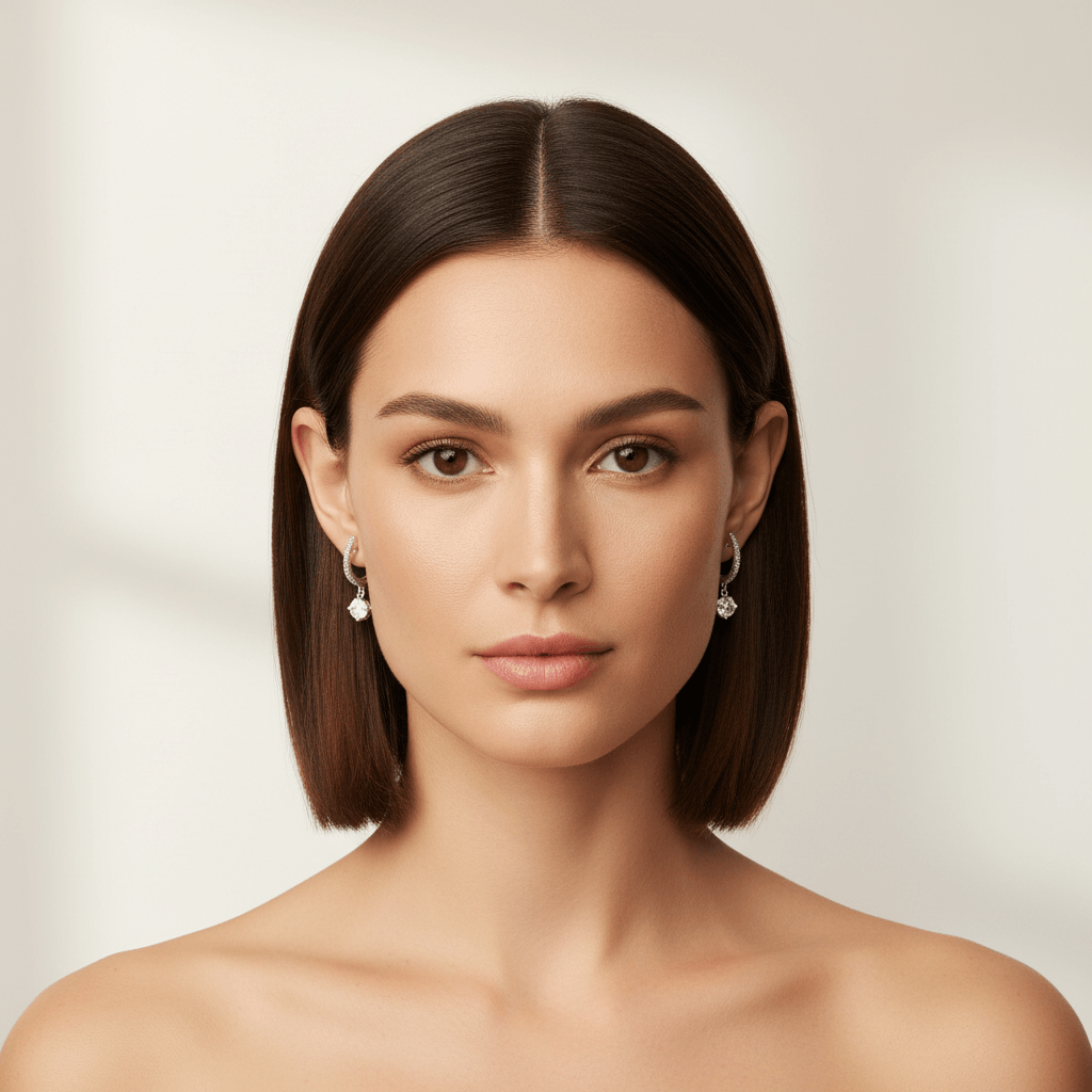 Solitaire_Drop_Hoops_Diamond_Earrings_On_Model
