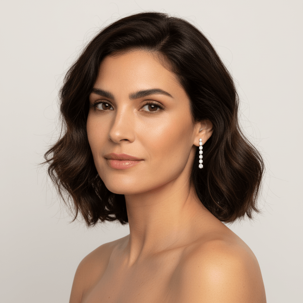 Spaced_Petite_Diamond_Drop_Earrings_On_Model