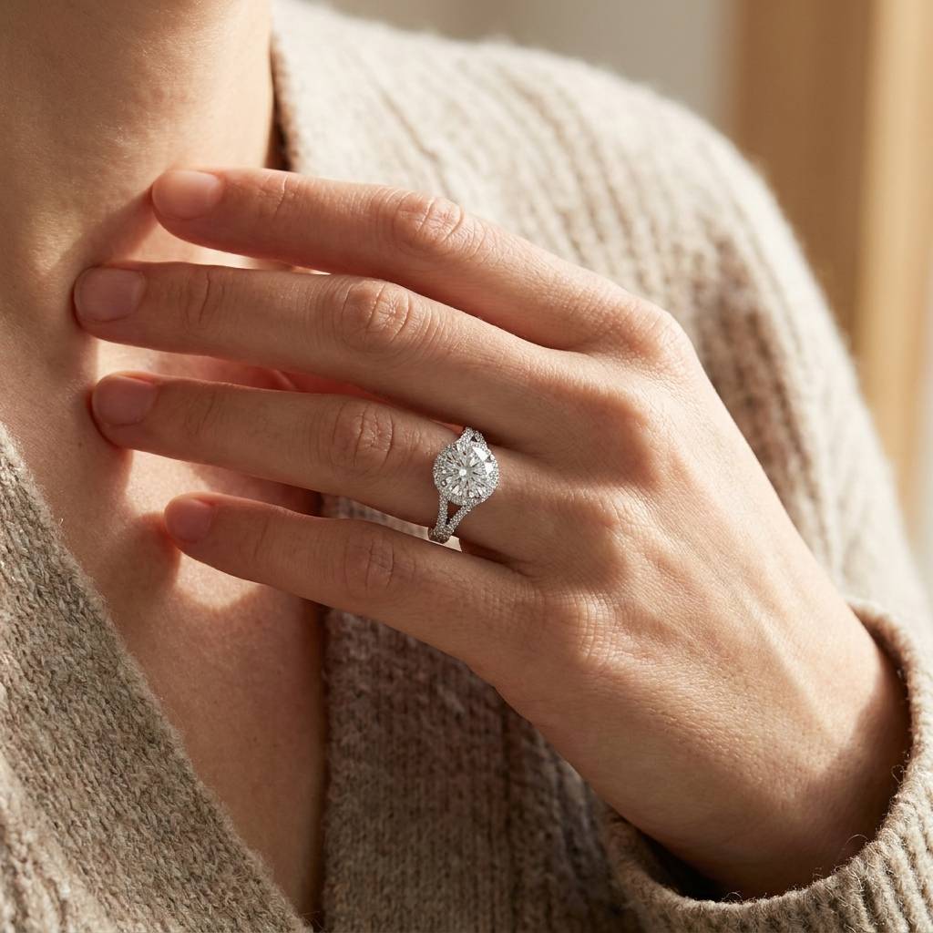 Split Shank Twist Pave Lab Grown Diamond Engagement Ring view 7