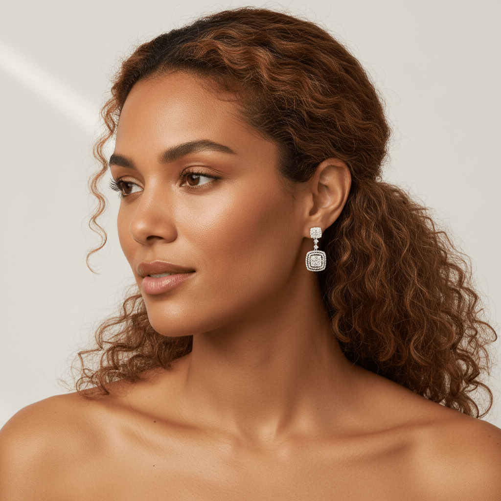 Square_Shape_Moveable_Diamond_Drops_Earrings_On_Model_2
