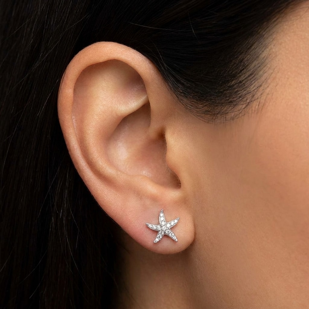 Star_Fish_Shape_Diamond_Earrings_Studs_Zoom