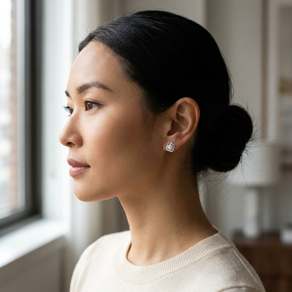 Swirl_Cuts_Diamond_Earrings_Studs_On_Model_2