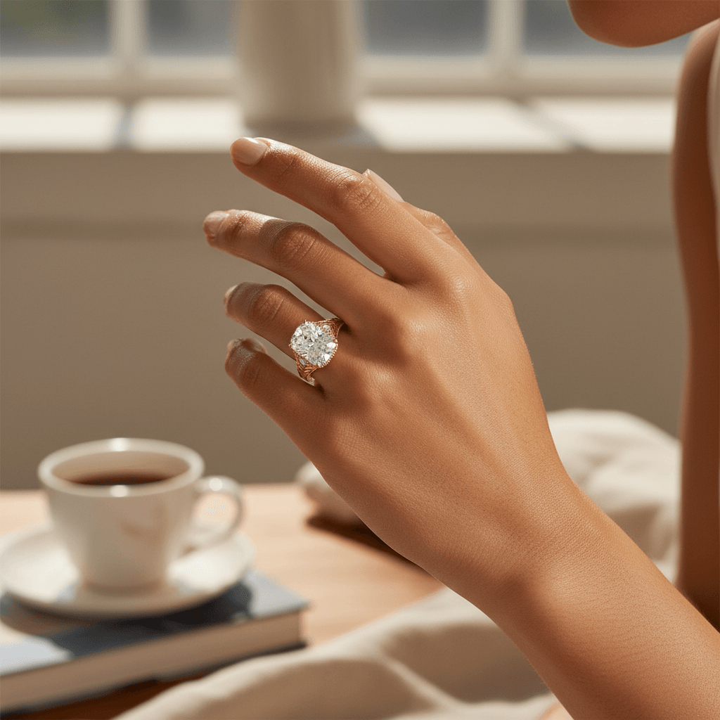 Taylor_Swift_Old_Miner_Lab_Grown_Diamond_Engagement_Ring_On_Hand