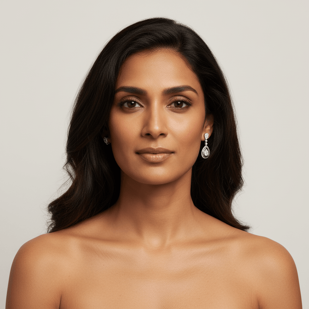 Teardrop_Moveable_Diamond_Drops_Earrings_On_Model