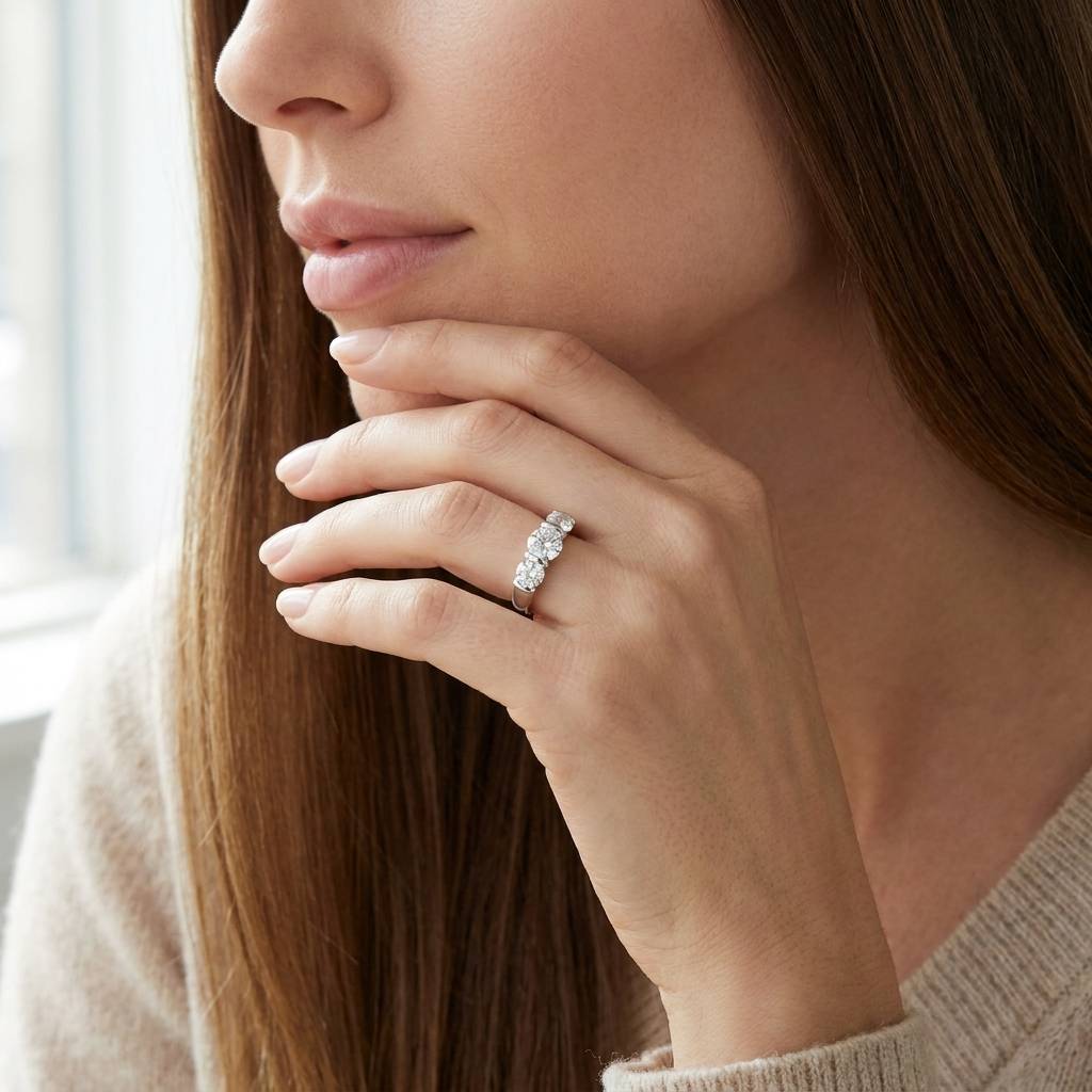 Tension_Set_Round_Lab_Grown_Trilogy_Engagement_Ring_On_Model