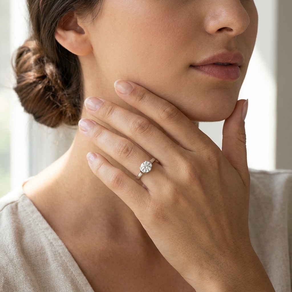 Tension_Solitaire_Round_Diamond_Engagement_Ring_On_Model
