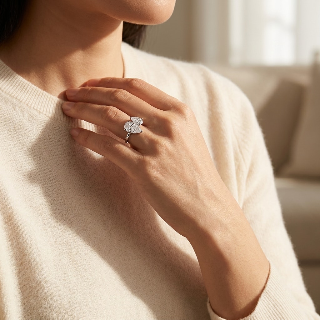 Toi_et_Moi_Pear_Shaped_Lab-Grown_Engagement_Ring_On_Hand