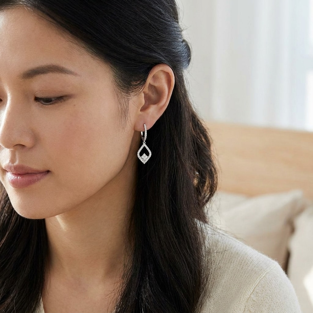 Trilogy_Drop_Hoops_Diamond_Earring_On_Model
