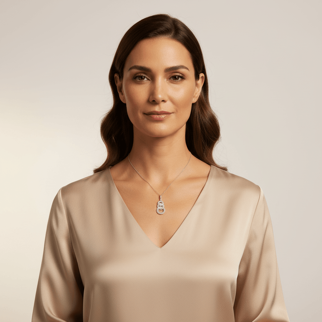 Triple_Circle_Drop_Diamond_Pendant_On_Model