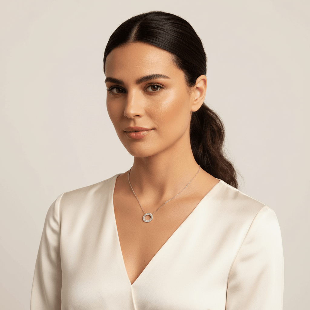 Triple_Halo_Diamond_Necklace_On_Model