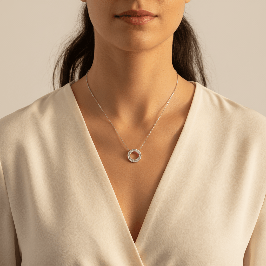 Triple_Halo_Diamond_Necklace_On_Model_2