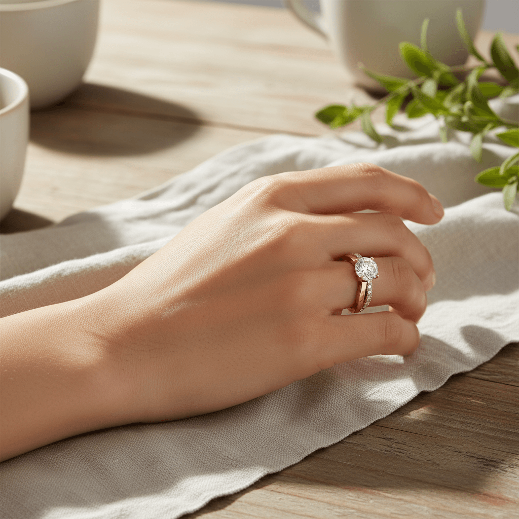 Twist_Braided_Round_Shape_Lab_Grown_Diamond_Engagement_Ring_On_Hand