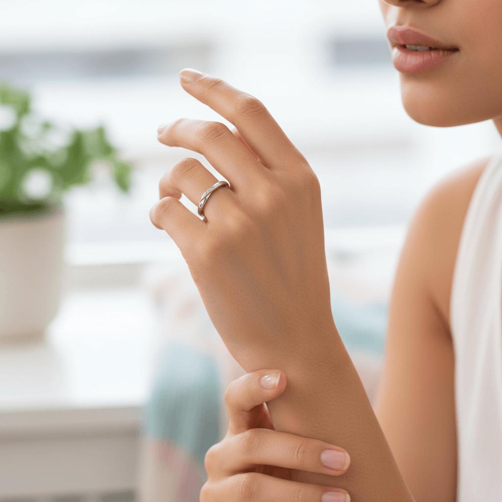 Twist_Centre_S_Diamond_Wedding_Ring_On_Hand
