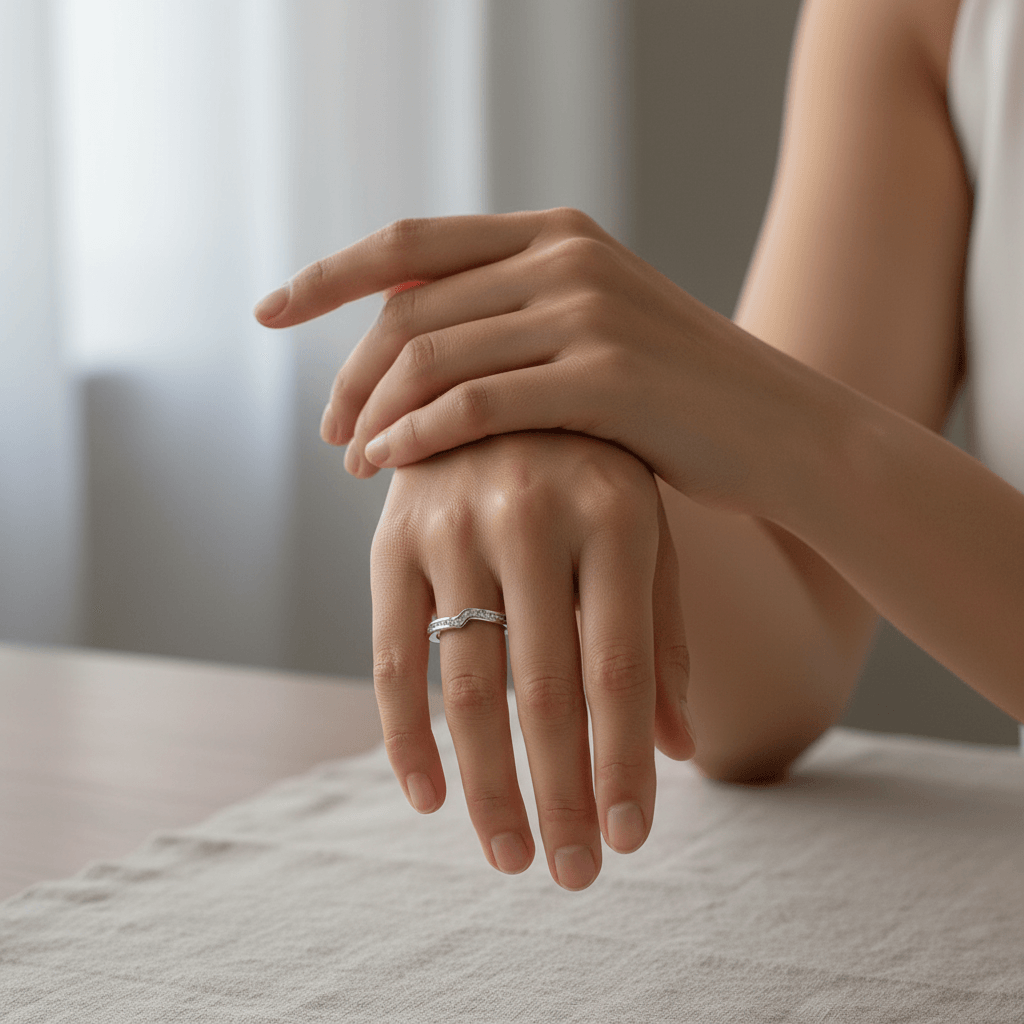 Twist_Channel_Setting_Diamond_Wedding_Ring_On_Hand