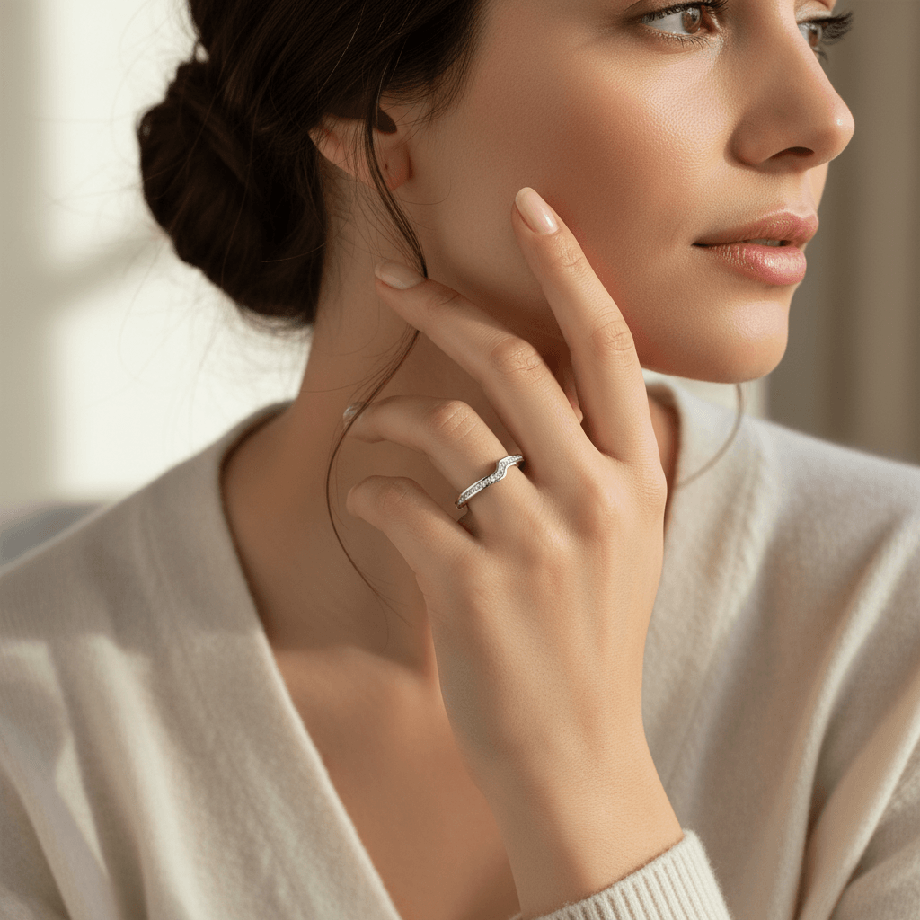 Twist_Channel_Setting_Diamond_Wedding_Ring_On_Model