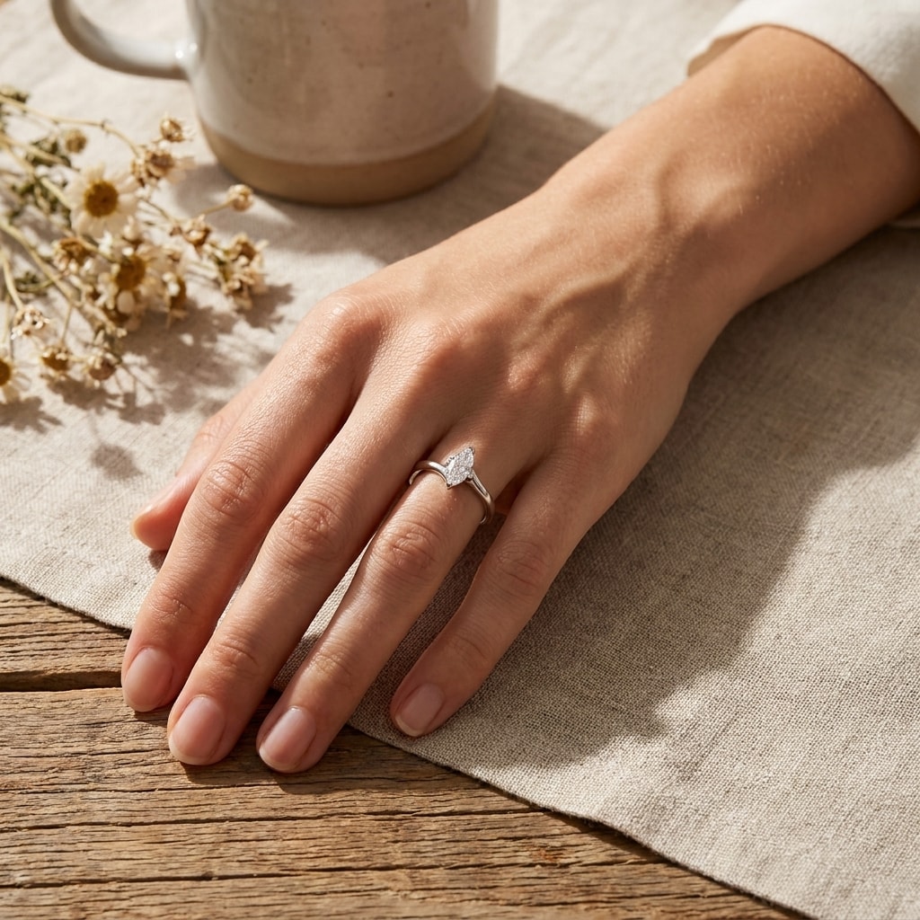 Twist_Marquise_Shape_Diamond_Engagement_Ring_On_Hand