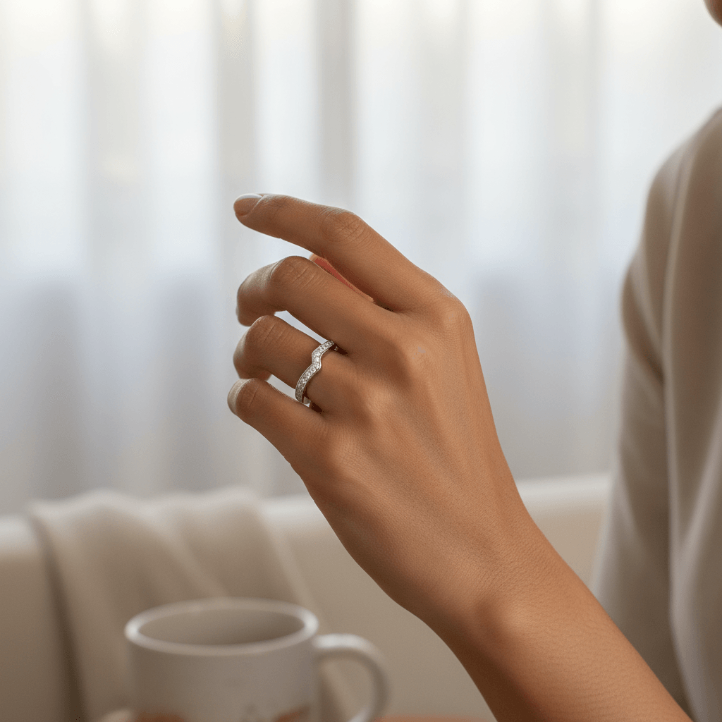 Twist_Pave_Setting_Diamond_Wedding_Ring_On_Hand