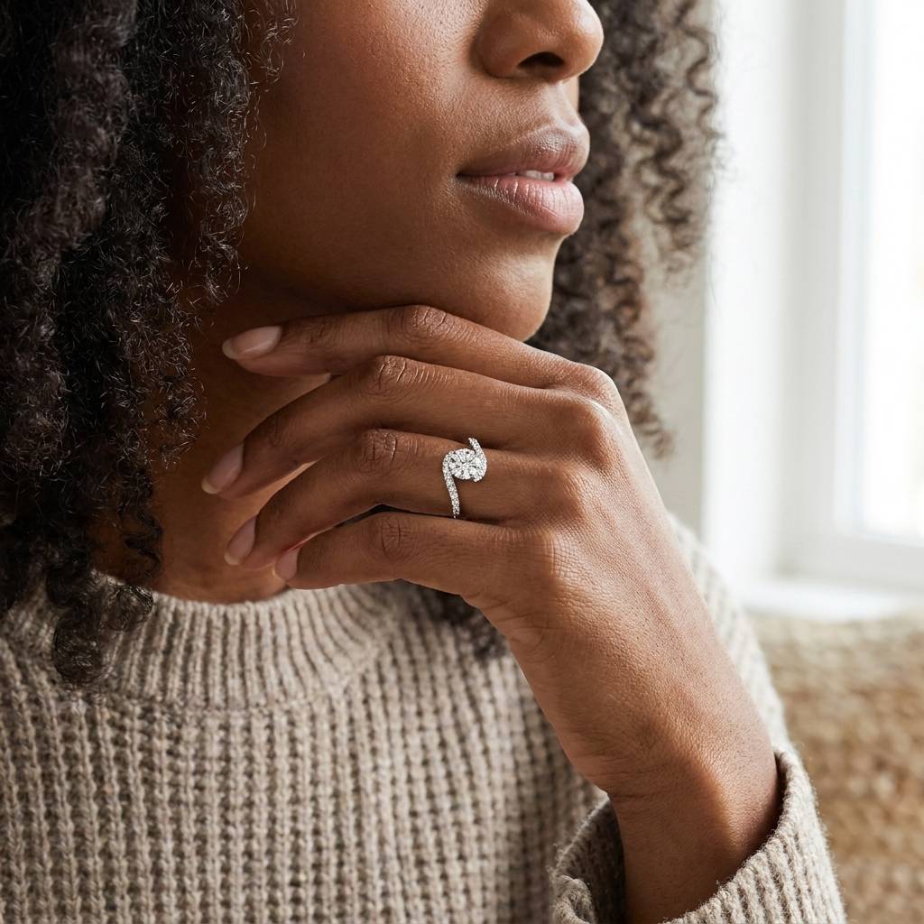Twist_Tension_Diamond_Set_Round_Diamond_Engagement_Ring_On_Model