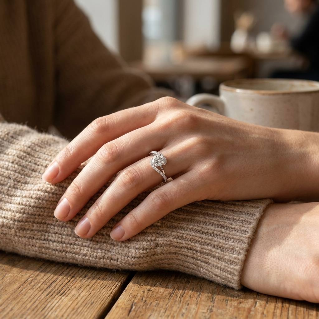 Twist_Tension_Diamond_Set_Round_Diamond_Engagement_Ring_On_Hand